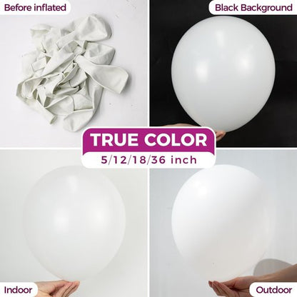 Bezente White Balloons 18 Inch - 30 Pack Large Thick White Balloons Big Round White Latex Balloons for Wedding Bridal Shower Anniversary Birthday Party Decorations