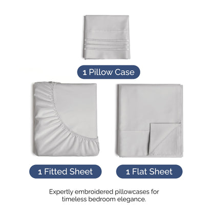 Twin XL Size 3 Piece Sheet Set - Comfy Breathable & Cooling Bed Sheets Set - Hotel Luxury Bedding for Women, Men, Kids, Teens, Boys & Girls - Deep Pockets, Soft, Wrinkle Free - Oeko-Tex - French Grey