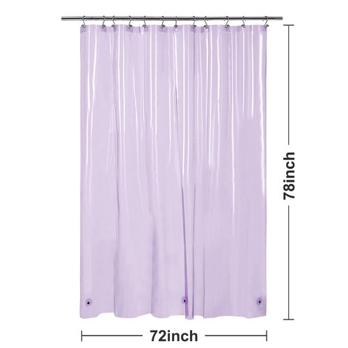 Barossa Design Clear Lavender Long Shower Curtain Liner 78" Height - 3 Magnets & Waterproof Lightweight PEVA Shower Liner for Bath Tub, PVC Free, Metal Grommets, Clear Lavender, 72x78