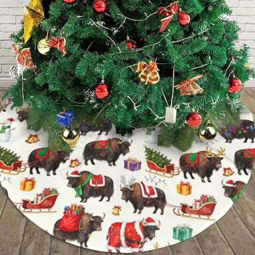 Highland Cow Christmas Tree Skirt 30 Inches Holiday Decor - Christams Highland Cow / 30"