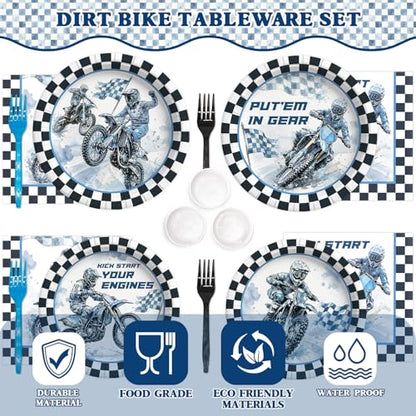 Dirt Bike Plates Serve 24 - Motocross Birthday Party Decorations