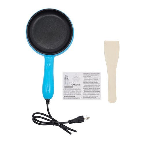 5.9 inch Stainless Steel Stir-fry Wok, 110V Electric Cooking Frying Pan, Non Stick Mini Honeycomb Skillet with Stay Cool Handle- Suitable for Home (Blue)