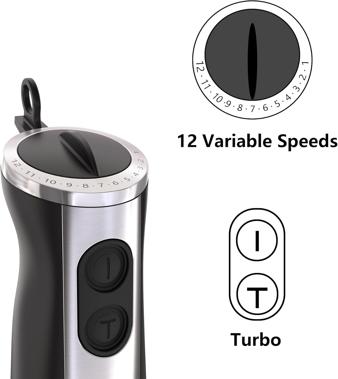 Skiennix Immersion Blender - 1000W Electric Stick Mixer with 12 Adjustable Speeds & Measuring Cup