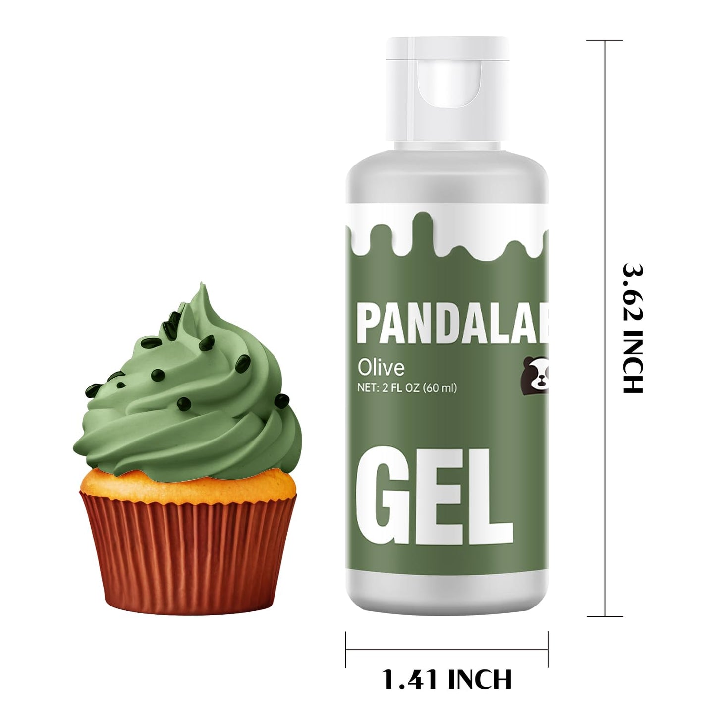Pandalab Olive Gel Food Coloring - High Concentrated 2 Ounce Dye for Baking, Icing & Slime