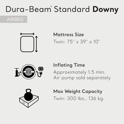 Intex Dura-Beam Twin Air Mattress - 75 x 39 x 10 Inch Plush Top with 2-in-1 Valve