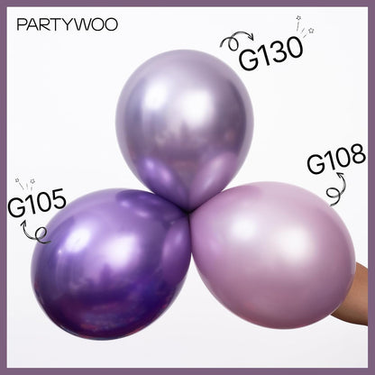 PartyWoo Metallic Purple Balloons - 50pcs 12 Inch Chrome Balloons for Graduation & Birthday Celebrations