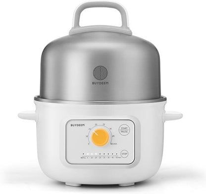 BUYDEEM G32 Electric Food Steamer - 1.6QT Stainless Steel for Vegetables, Eggs & Seafood | 8 Time Settings, Quick Steam, Arctic White