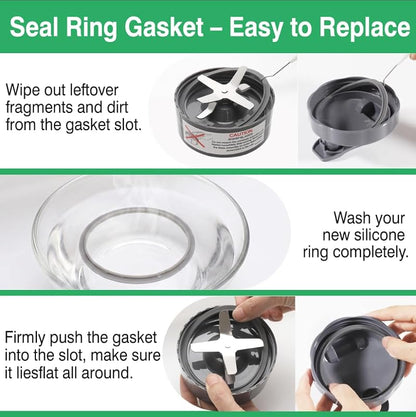 3-Pack Rubber Seal Gasket Rings for NutriBullet 600W 900W Blenders - Replacement