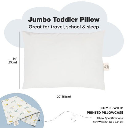 KeaBabies Toddler Pillow - Jumbo 14x20 Soft Organic Cotton | Machine Washable for Travel & Toddler Bed Set