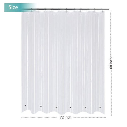 Mrs Awesome 72x68 Shorter Shower Curtain Liner with 6 Magnets Clear PEVA Waterproof Plastic Shower Curtain 72 x 68 inches, Clear