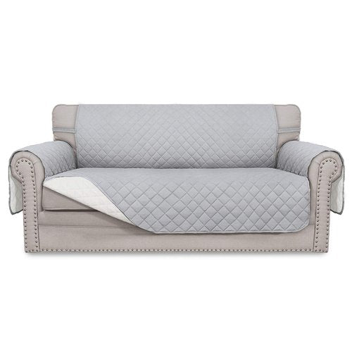Easy-Going Sofa Slipcover Reversible Loveseat Sofa Cover Couch Cover for 2 Cushion Couch Furniture Protector with Elastic Straps for Pets Kids Dog Cat (Oversized Loveseat, Light Gray/Ivory)