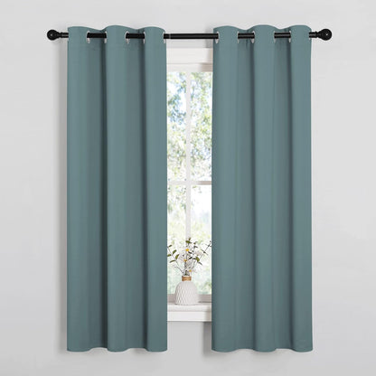 NICETOWN Modern Blackout Curtains - Noise Reducing & Thermal Insulated Drape Panels | Greyish Blue, 2 Panels (W34 x L63-Inch)