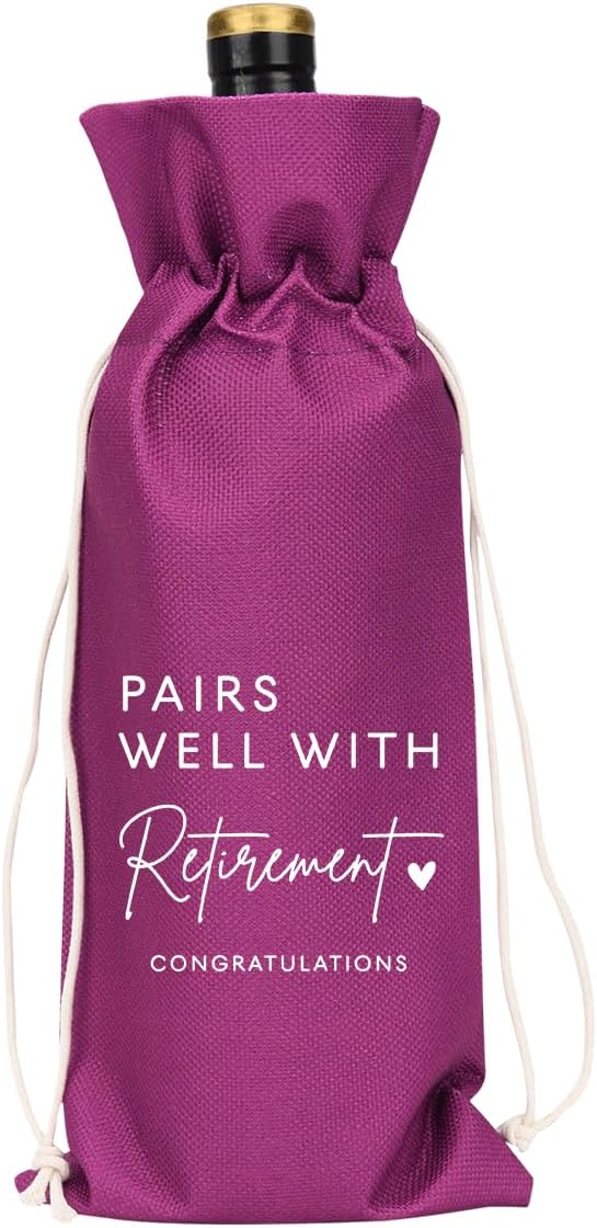 Purple Retirement Wine Bag Retirement Gifts for Women Men Farewell Gifts for Coworkers Going Away Gift for Friends Boss