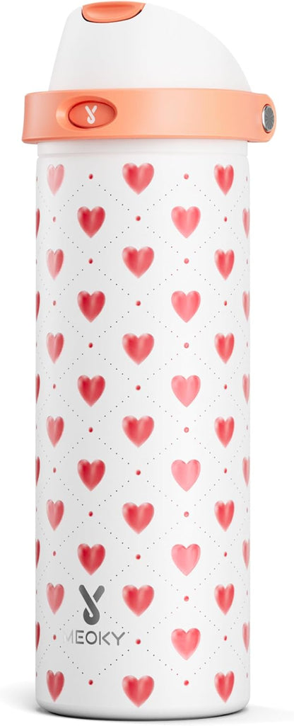Meoky Stainless Steel Water Bottle - 24 Oz Leak-Proof Design with Straw & Spout Lid | Perfect Valentine's Day Gift for Her