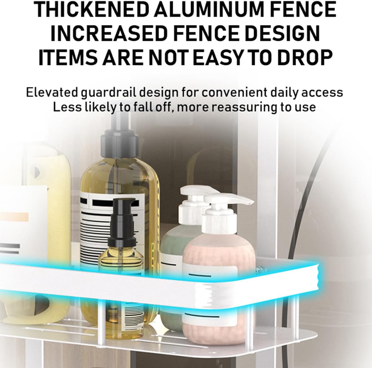 White Over Door Shower Caddy - Rustproof 2-Tier Bathroom Organizer | 11.81x5.31 Inch Shelves