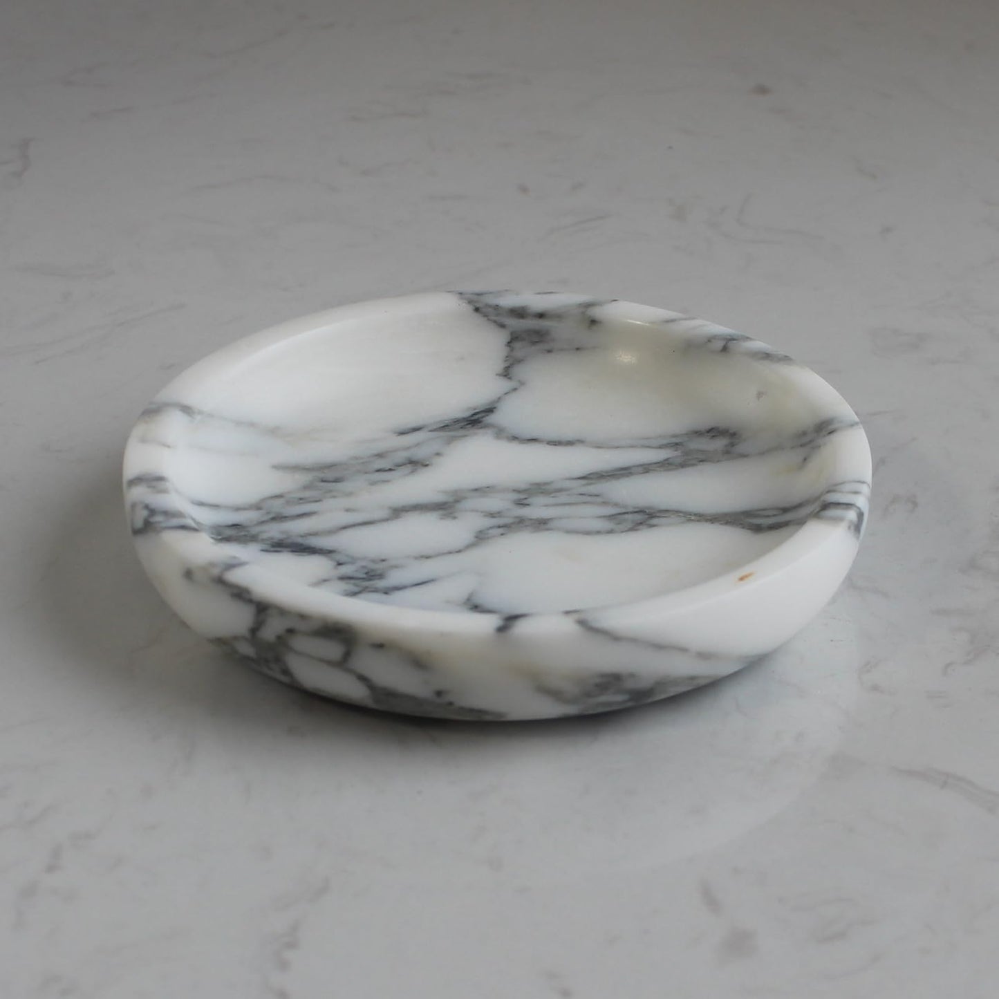 Natural Marble Jewelry Dish 5.5", Trinket Dish for Ring Earring, Gift for Woman Daugther (Arabescato Calacatta)