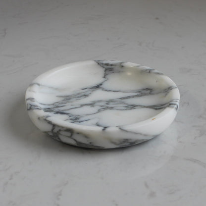 Natural Marble Jewelry Dish 5.5", Trinket Dish for Ring Earring, Gift for Woman Daugther (Arabescato Calacatta)