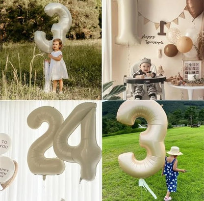 40 Inch Large Number Balloons - Cream White 4 for Birthday Parties, Graduations & Weddings