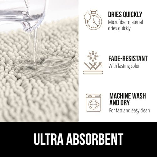 GORILLA GRIP Bath Rug Mat 70x24, Soft Absorbent Chenille, Quick Dry Microfiber Mats, Rubber Backing Washable Shower Floor Rugs, Bathmat Runner, US Designed Bathroom Home Decor Accessories Ivory Cream