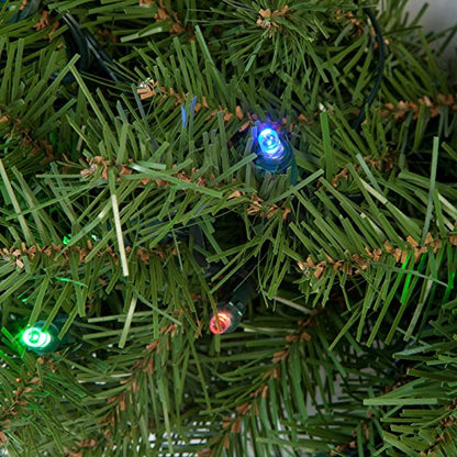 Pre-Lit Artificial Christmas Wreath 24 Inches - Norwood Fir with Multicolor Lights