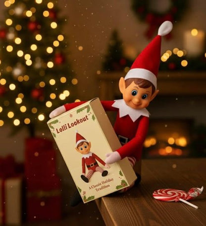 Lolli Lookout™ Holiday Elf - 14” Nostalgic Christmas Decoration in Gift Box | Festive Collectible Shelf Sitter