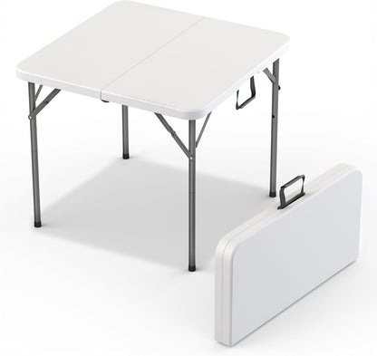 Modern Space 34" Square Foldable Table - Heavy Duty Portable Design with Built-In Handle | Ideal for Events, Dining, Camping