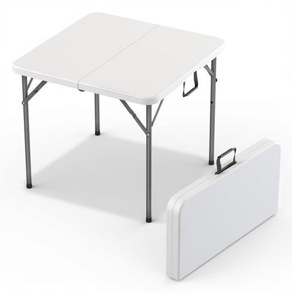 Our Modern Space 34" Square Foldable Table with Built in Handle & Steel Legs | Heavy Duty Portable | Perfect for Party, Dining, Wedding, Events, Picnic Indoor, Outdoor, Camping, Utility, Temporary