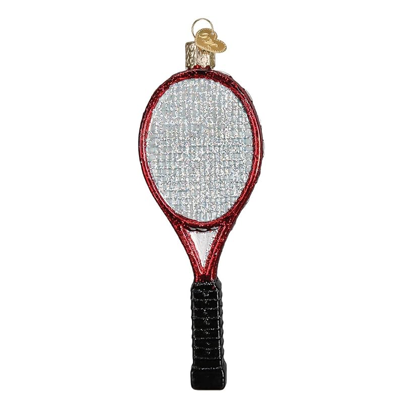 Red Tennis Racquet Glass Ornament - Handcrafted Christmas Tree Decoration