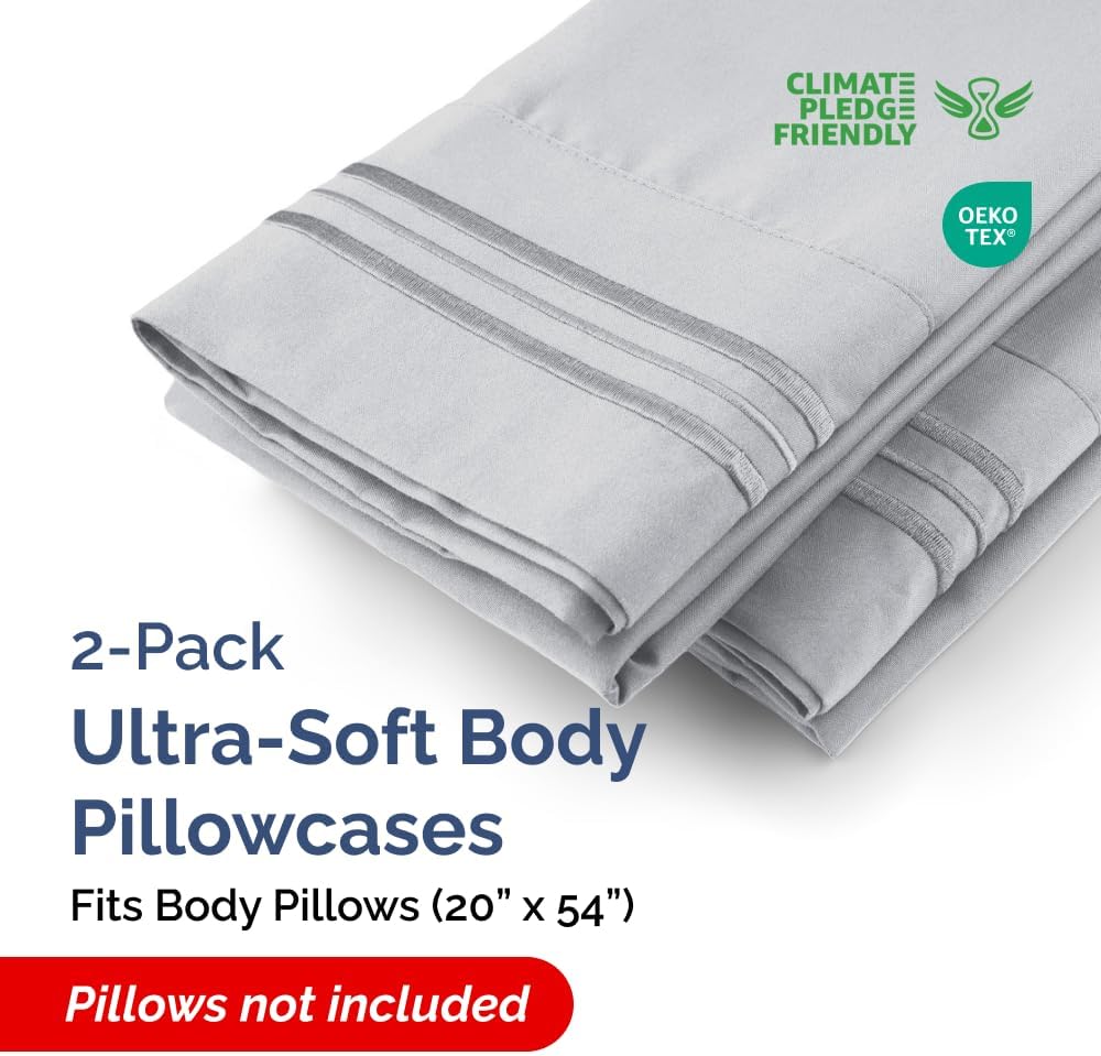 Skiennix Body Pillowcases Set of 2 | Soft, Breathable 20x54 Long Pillow Covers for Side Sleepers - Wrinkle-Free & Machine Washable (Steel Blue)