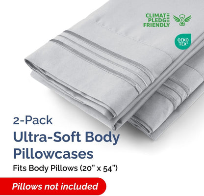 Skiennix Body Pillowcases Set of 2 | Soft, Breathable 20x54 Long Pillow Covers for Side Sleepers - Wrinkle-Free & Machine Washable (Steel Blue)