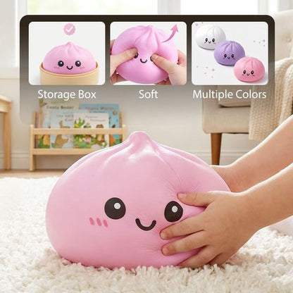 Giant Dumpling Squishy - Jumbo Soft Slow Rising Stress Ball | Extra Large Purple Fidget Toy for Adults