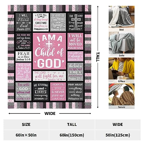 Pink I Am a Child of God Religious Blanket 60x50 Inches - Pack of 2