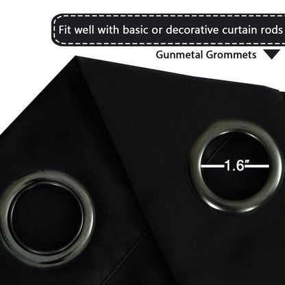 H.VERSAILTEX Blackout Patio Curtains 100 x 84 Inches for Sliding Door Extral Wide Blackout Curtain Panels Thermal Insulated Room Divider - Grommet Top, 7' Tall by 8.5' Wide - Jet Black