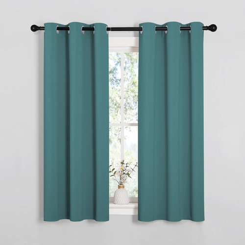 NICETOWN Window Curtain Panels, Thermal Insulated Solid Grommet Blackout Draperies/Drapes (Sea Teal, One Pair, 34 by 54-inch)