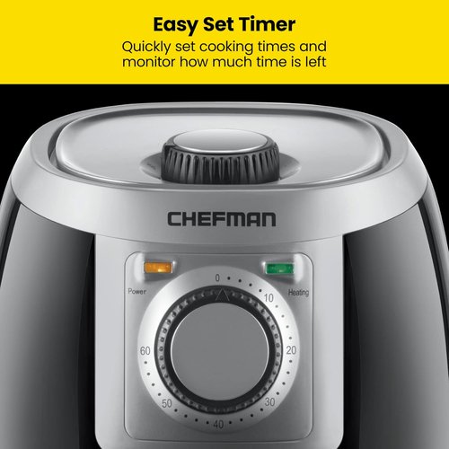CHEFMAN 2 Qt Compact Air Fryer - Healthy Cooking with Adjustable Temperature & Timer | Nonstick, BPA-Free, Black