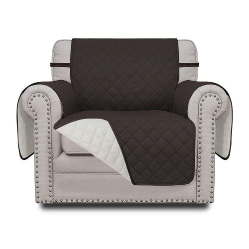 Easy-Going Chair Sofa Slipcover Reversible Sofa Cover Water Resistant Couch Cover Furniture Protector Cover with Elastic Straps for Pets Kids Children Dog Cat (Chair, Chocolate/Ivory)