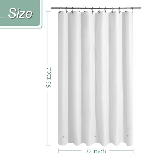 Mrs Awesome Extra Long Shower Curtain Liner with 3 Magnets, Ceiling to Floor XL PEVA Plastic Shower Curtain for Bathroom Lightweight & Waterproof, 72 x 96, White