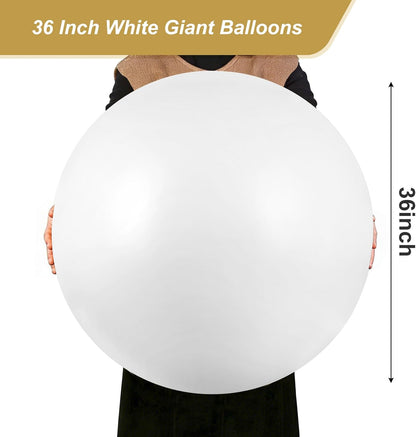 RUBFAC 36 Inch White Giant Latex Balloons - Perfect for Weddings, Birthdays & Photo Shoots