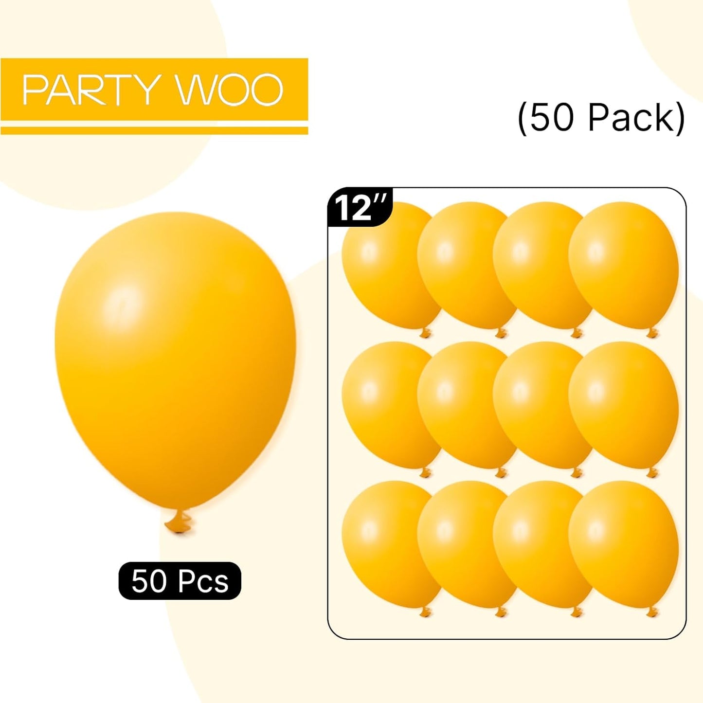 PartyWoo Mustard Yellow Balloons - 50pcs 12 Inch Fall Decorations for Birthday & Baby Showers