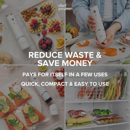 Chef Preserve Reusable Vacuum Sealer Bags - 60 BPA-Free Food Storage Bags | Odor-Resistant & Leak-Proof