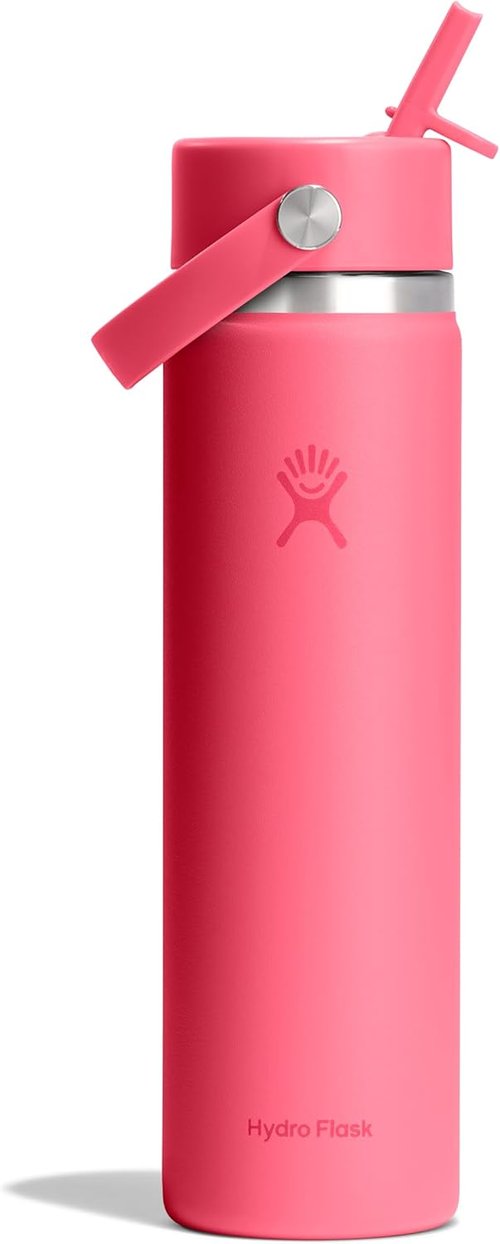 Hydro Flask Water Bottle - Insulated Stainless Steel - Leakproof Wide Straw Lid | 24 Oz Popstar Pink