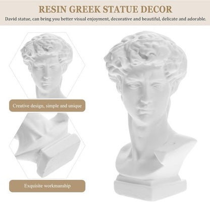 HOMSFOU Greek Statue - David Bust Resin Sculpture with Roman Pillars | Elegant Office Decor