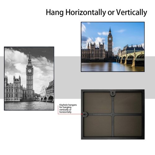 GOmaize Front Loading Black Picture Frame 11x14 Set of 3 Wall and Table Mounting