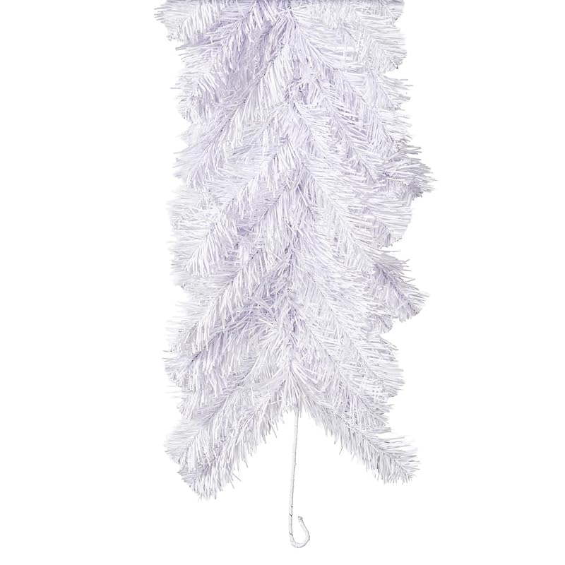 9' White Crystal Spruce Artificial Christmas Garland - Unlit, Durable Faux Garland, 210 PVC Tips - Variation: White+9' x 12"