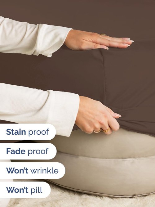 Extra Deep Split King Fitted Sheet - Hotel Luxury Single Fitted Sheet Only - Easily Fits 18 inch to 24 inch Mattress - Ultra Soft, Wrinkle & Fade Free w/Extra Deep Pocket - Breathable & Comfy - Brown