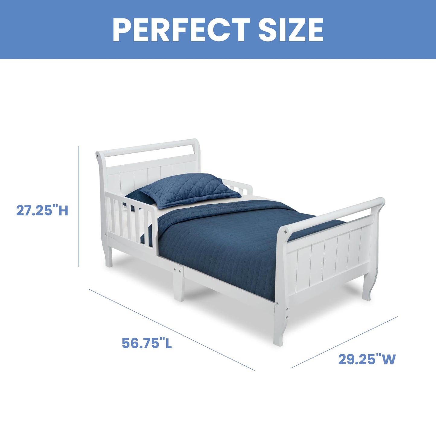 Delta Children Wood Sleigh Toddler Bed, White