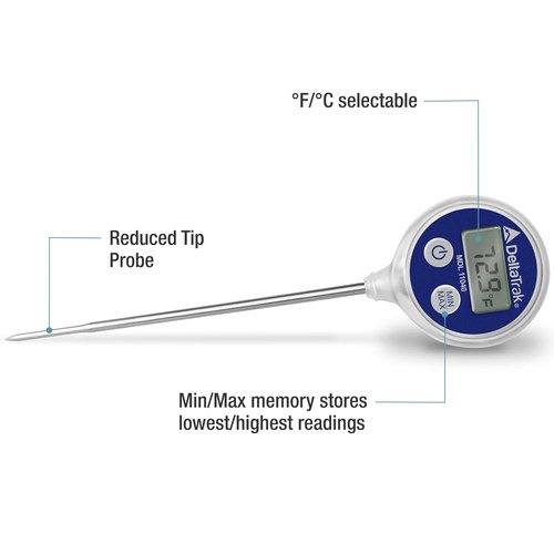 DeltaTrak 11040 Professional Digital Meat Thermometer - Waterproof for Kitchen, BBQ & Grill | Blue