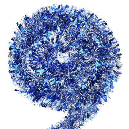 Blue Christmas Tinsel Garland 39.5 Ft Frosty Iridescent Holiday Decor