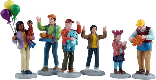 Lemax Fun At The Carnival Figurines Set - 6 Colorful Collectibles for Festive Decor