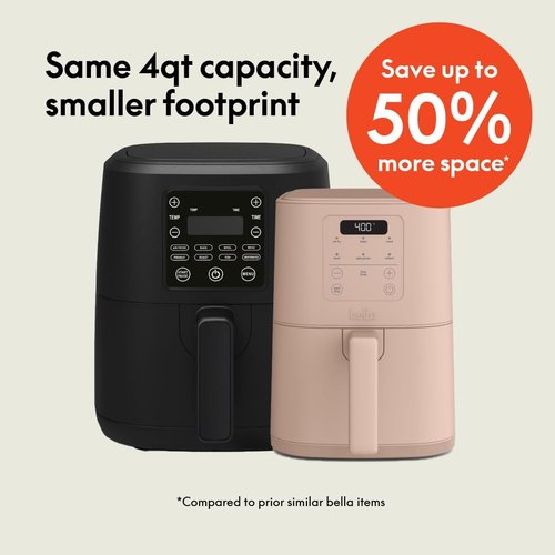 Bella 4Qt Slim Air Fryer - EverGood™ Ceramic Nonstick Coating | Adjustable Temp & 6 Cooking Presets, Blossom
